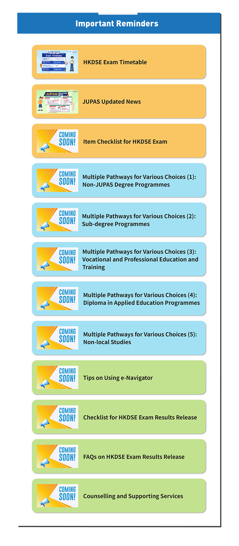 Designated Webpage for Secondary 6 Students Reminders for 2024 HKDSE